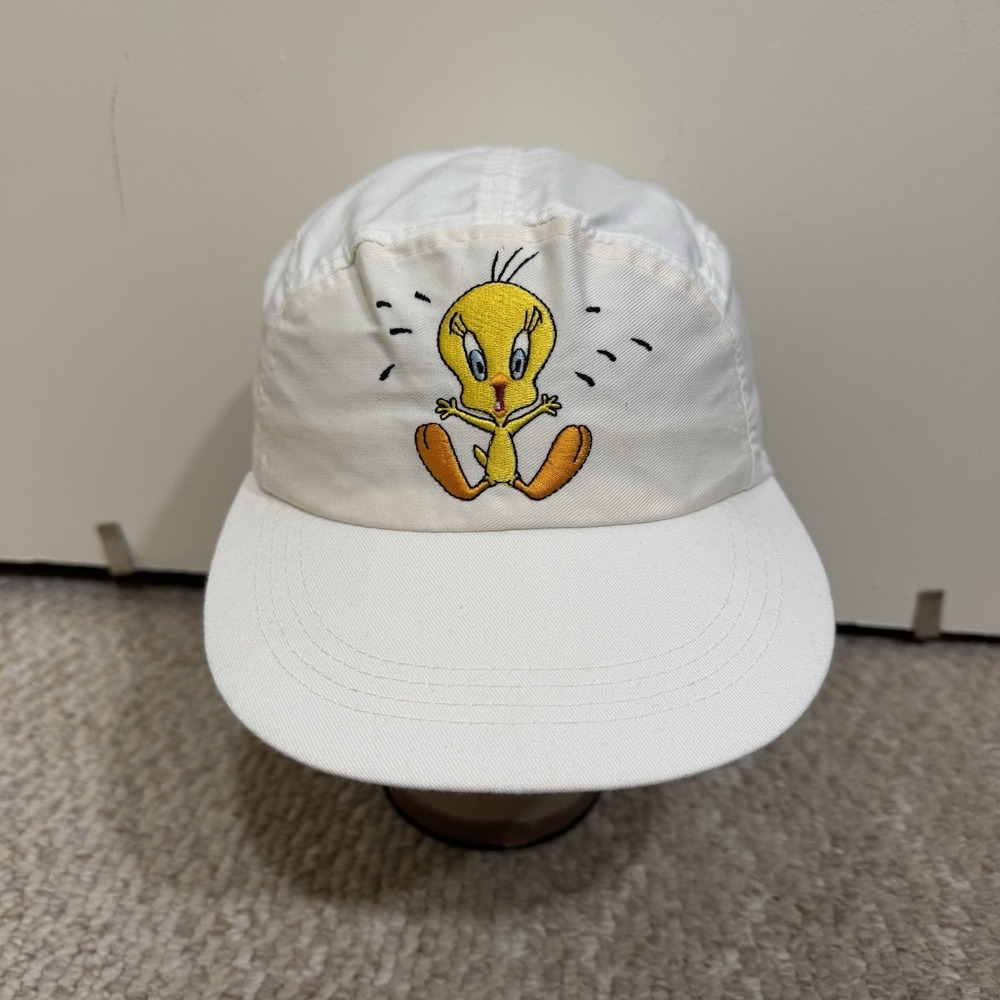 Vintage Tweety Bird Looney Tunes 90s White Hat Cap Adult One Size - NWOT